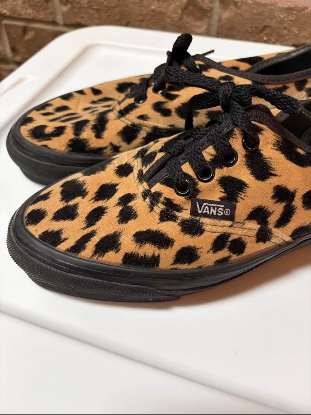 Vans Vintage Leopard Print Low-Top Sneakers - Black & Tan